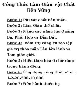 Công thức làm giàu vật chất